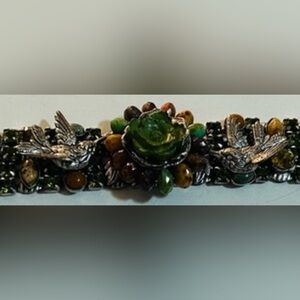 Handmade Bracelet with Bird and Flower Accents by Mary Demarco, NWT